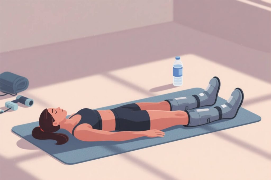 femme seance de pressotherapie etirements