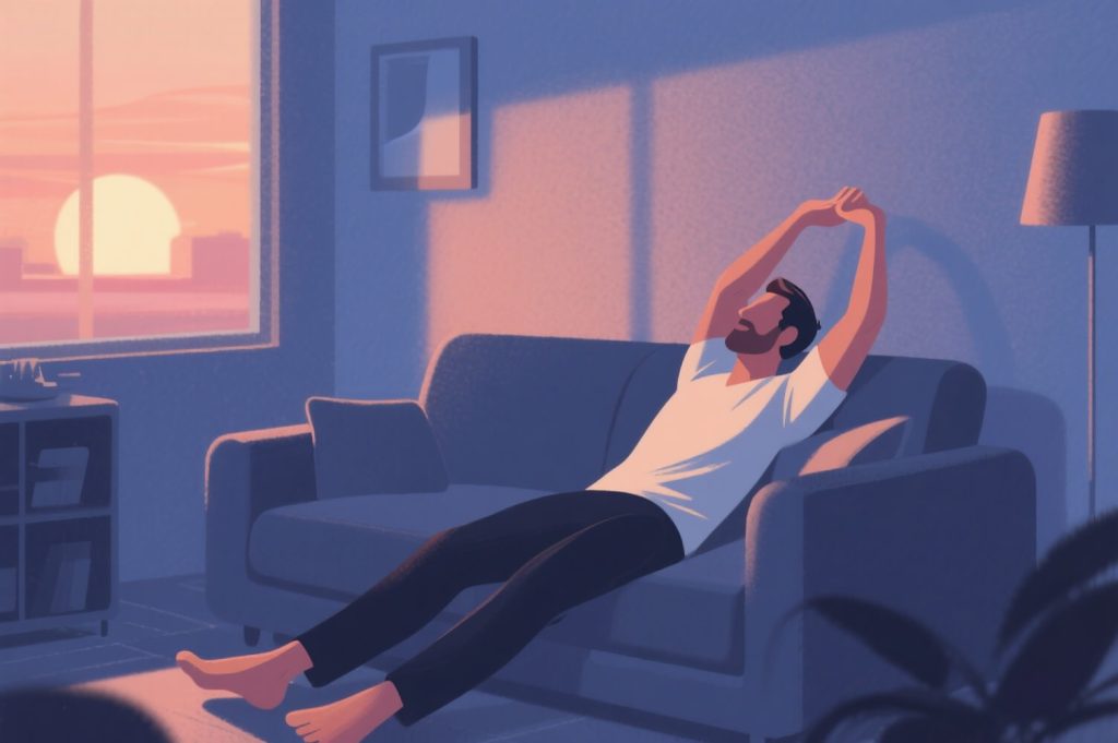 homme assis canape soiree pressotherapie