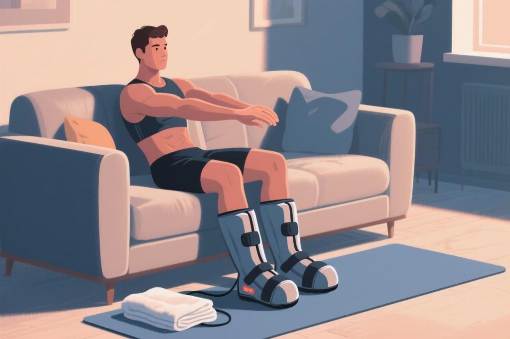 homme pressotherapie seance etirement