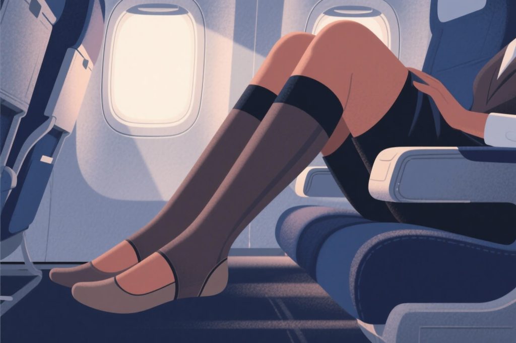 femme avion bas de contention