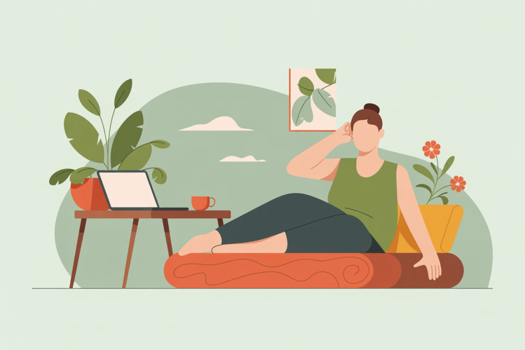 femme en detente dans son salon