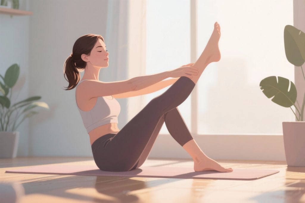 femme entrain de faire des etirements